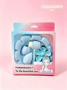 FURDANXINYI 7Pcs/Set All-In-One Skincare & Makeup Set, Includes SPA Headband, Wristbands, Facial Cleansing Brush, Makeup Sponge And Flower Hair Clips, Cute Colorful Makeup Accessories Gift Set, Suitable For Women And Girls - Multicolor - View 18