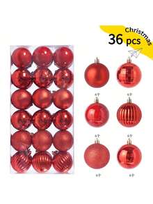 36pcs 3cm-4cm Christmas Ornament Balls - Assorted Shapes, Christmas Tree Decorations Set; Note: This Is A Handicraft Product, There May Be Minor Stains, Dust, Printing Marks And Glue Overflow. Small Scratches Are Normal And Do Not Affect The Appearance And Usability. - Multicolor - View 21
