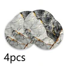Round Polyester Placemat 36*36cm, Vintage Geometric Triangle And Gold Marble Print, Waterproof Heat-Resistant Washable, For Dining Table Decoration And Heat Insulation - Multicolor - View 17