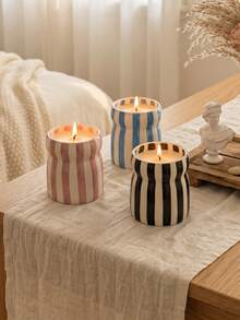 Cabin Kangaroo Nordic Style Striped Porcelain Candle Vessel, Multi-Color Aromatherapy Candle Cup For Bedroom & Living Room - Multicolor - View 11