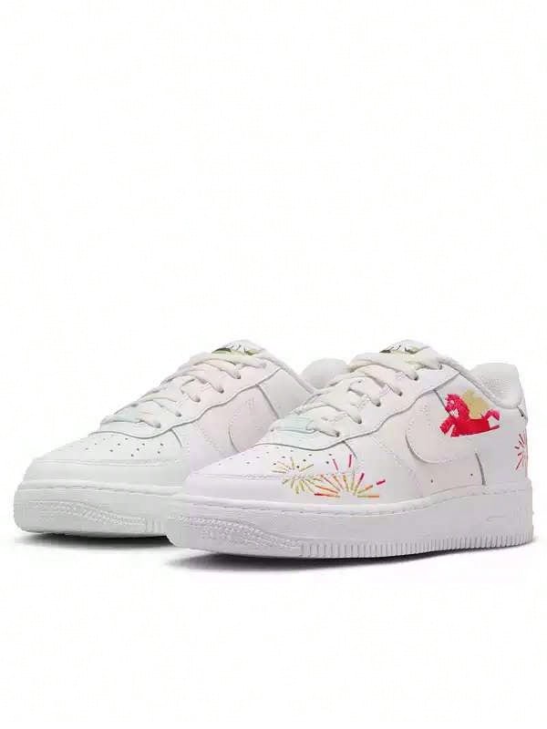 Nike Air Force 1 AF1 Unbridled Series Big Kids Low-Top Sneakers - White/Multicolor - View 1