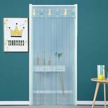 1PC Mosquito Proof Door Curtain, Self-Adhesive No Punching Lace Mesh Door Curtain, Universal Fit Cute Rabbit Ventilation Breathable Door Screen Curtain Summer Season - A - View 3