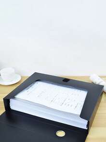 A4 Thickened Plastic File Box, Large Capacity Design, Suitable For Financial Vouchers Organization, Personnel Contracts, Various Document Storage; Dedicated For Office Document Storage - Multicolor - View 10