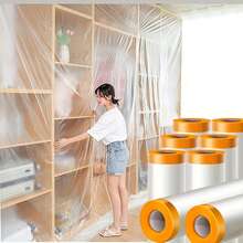 Self-Adhesive Transparent Dust Cover For Home, Extra-Large Elastic Tape-Style Dorm Plastic Film, Waterproof And Dustproof Furniture Cover - Waterproof, Odorless, Heavy-Duty PE Plastic Sheet, Suitable For Painting, Sanding, Car And Home Protection, Also Covers Bed, Sofa, Desk, Cabinet. Seamless Cover Versatile Room Decor Dust Cover, Dustproof And Moisture-Proof Whole House Home Decor Protective Cover, Invisible Flat Wall Decor Dust Cover, Waterproof And Moisture-Resistant Bathroom Decor Dust Cover, Soft-Touch Dust Cover For Autumn Seasonal Decor, Creative Atmosphere Halloween Decor Dust Cover, Random Style. - Multiple Styles - View 6
