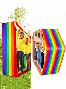Rainbow Fabric Team Walking Mat, Outdoor Collaborative Game, Team Building Coordination Training Toy For Teens And Adults, Colorful Group Activity Equipment, Party Sports Meet Camping Sports Game Gift, Suitable For Boys, Girls And Families - Multicolor - View 3