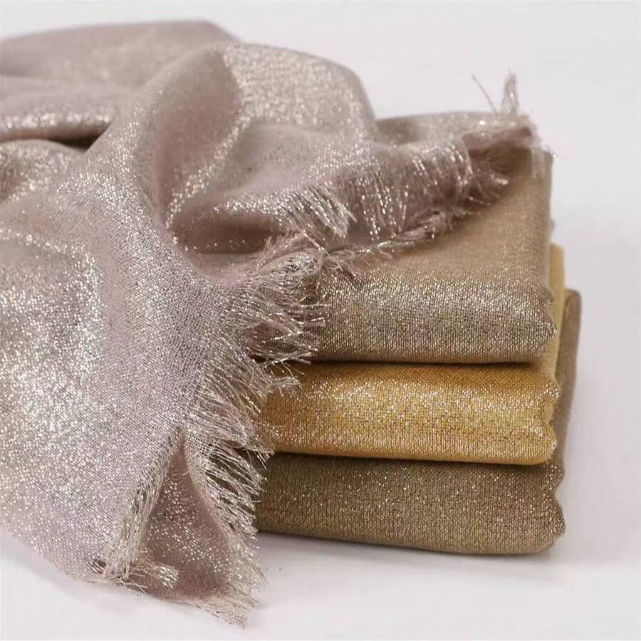 1pc Elegant Women's Four-Sided Printed Gold & Silver Thread Scarf, Beach Towel, Headscarf, Shawl, 175cm+ Summer Thin Style, Fashionable Minimalist Sophisticated Elegant - Multicolor - View 1