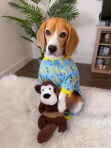 1件香蕉狗睡衣寵物連身衣外套，適合小型犬與中型犬，防掉毛 - 藍色 - 查看 3