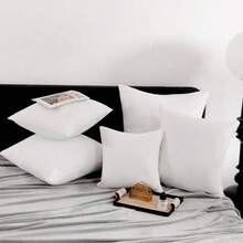 1pc White Decorative Throw Pillow, Modern Style Polyester Fiber Rectangular High Elasticity Pillow Insert, Nap Pillow, Lumbar Support, Portable For Home, Office, Camping - White - View 5