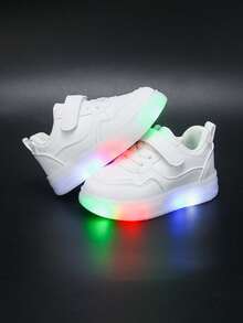 Children's LED Light-Up Sneakers, Baby Soft Sole Lightweight Casual Board Shoes, Light-Up Shoes, Fashionable Multi-Functional Footwear, - White - View 3