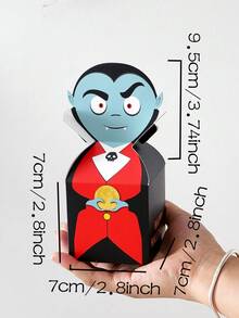 3/6pcs Cartoon Halloween Vampire Mummy Gift Boxes, 3 Different Pattern Candy Boxes, Halloween Party Snack Packaging Boxes, Trick Or Treat Gift Boxes, Holiday DIY Party Gift Packaging Boxes - View 4