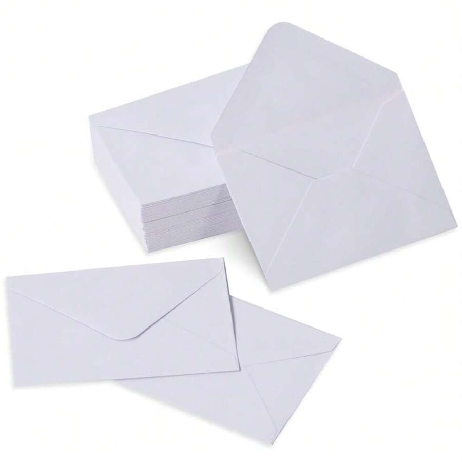 50pcs/10pcs Mini Envelopes, Self-Adhesive Kraft Paper Envelopes, Suitable For Wedding Thank You Cards, Valentine's Day And Christmas Gifts - White - View 1