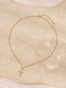 1 pièce Collier long pour femme, matériau en métal doré, collier à couches mode, pendentif tournesol avec perles géométriques, cadeau de vacances - Doré - Voir 6