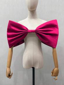 1pc White Satin Exaggerated Wedding Bridal Fluffy 3D Bow Shawl Accessory - Multicolor - View 8