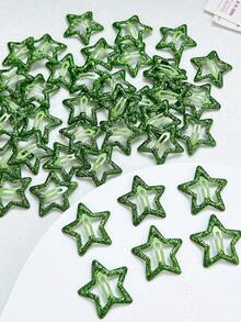 10 piezas de pinzas para el cabello con estrellas brillantes de colores, pinzas para el cabello que brillan en la oscuridad, pinzas para el cabello fluorescentes, conjunto de accesorios divertidos para el cabello para conciertos y eventos - Verde - Ver 8