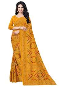 Estationeryhouse Bandhani Printed With Leaf Design Border With Unstitched Blouse Pc - Mustard - View 2