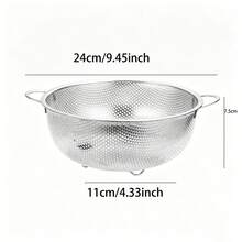 1 buah Saringan Dapur Stainless Steel, Tebal dan Anti Karat untuk Mencuci Sayuran & Buah. Desain Lubang Drainase Hemat Ruang, Cocok untuk Mencuci Beras dan Mengeringkan Buah; Hadiah Praktis yang Sangat Baik untuk Pecinta Masakan Rumahan. - Perak - View 10