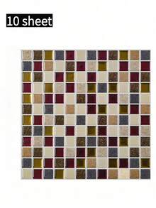10" X 10" Waterproof Textured Vinyl DIY Wallpaper, Self-Adhesive Splash-Proof Tile, Small Square Peel And Stick Tile, Suitable For Home Decor - Mosaic - View 12