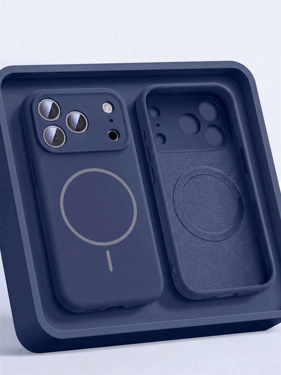 1件裝 啞光液態矽膠極簡磁吸手機殼，適用於 iPhone 17 AIR 16 15 14 13 12 Pro Max Plus，支援無線充電，柔軟矽膠背蓋