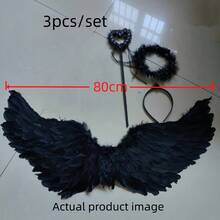 3PCS/1PC Halloween Christmas Holiday Party Angel Wings Staff Headband Set, Suitable For Halloween, Christmas, Theme Party, Wedding, Performance And Holiday Decoration - Multicolor - View 5