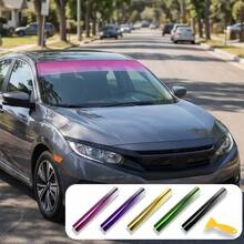 7.87x59 Inch Universal Car Front Windshield Sun Shade Strip, Pink Purple Gradient Color Film, PVC Self-Adhesive Front Window Anti-Glare Anti-Shatter Waterproof Anti-Scratch Vinyl Sticker - Gradient Sunshade Film - View 2