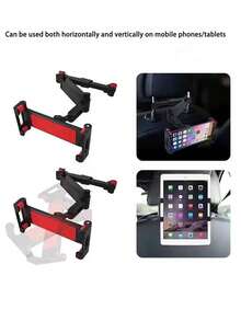 1pc Black Upgraded Car Headrest Tablet & Phone Holder, 360° Rotating & Extendable Mount - A - View 3
