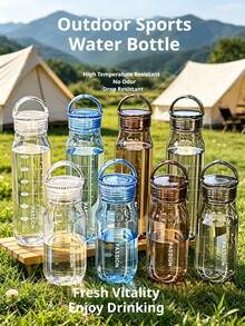 1 Stück japanische minimalistische transparente Polycarbonat-Wasserflasche mit drehbarem Deckel, auslaufsicher, hitzebeständig, tragbarer Becher, geeignet für Schule, Zuhause, Büro und Outdoor-Aktivitäten. Leicht zu tragen, langanhaltend und stilvoll, perfekte Wasserflasche für den täglichen Gebrauch von Erwachsenen und Studenten. - neu - Übersicht 2