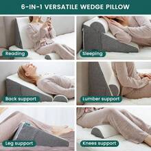 Impala Triangular Reading Pillow - Triangular Reading Pillow With White Cover - Back Support Cushion For Bed, Sofa, Reading, And TV - White - View 3