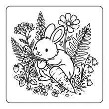 Rabbit Garden 學生著色本，24頁可愛溫馨插圖，提升心情，適合送給朋友的生日禮物，著色活動，返校季，7.9x7.9 英吋，附紙墊 - 兔子花園 - 查看 4