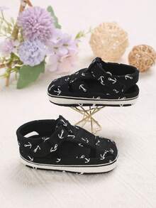 1 Pair 0-1 Years Old Infant Sandals, Infant Toddler Closed-Toe Soft Sole Walking Shoes - Black - View 4