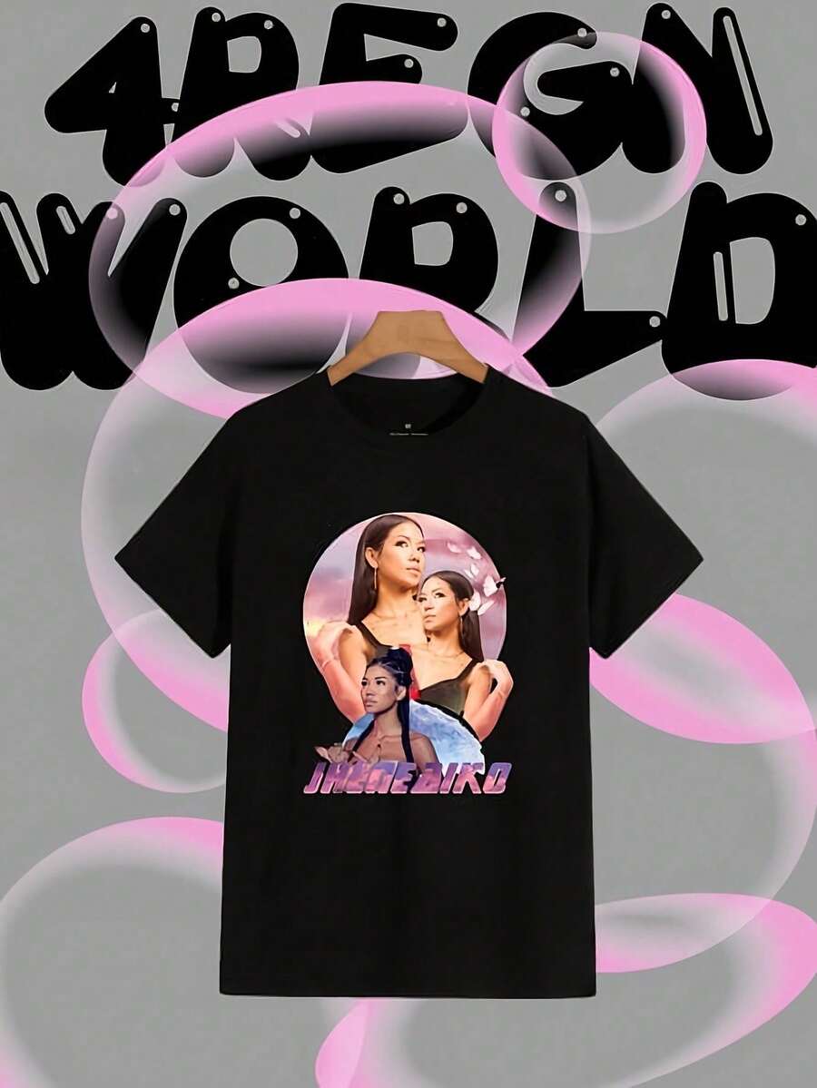 Camiseta unisex 100% con letras y fotos del artista Jhene Aiko Chilombo para hombre y mujer, suave, adecuada para todas las estaciones, esencial para la moda casual urbana, estilo versátil p