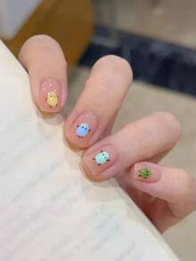 1pc 3D Macaron Bean Man Nail Stickers, Ins Hot-Selling Cartoon Fall Guys Nail Art Decals! Embossed Convex Transparent 3D Design, Multiple Soft Macaron Color Mini Smiling Bean Man Patterns, Ultra-Thin Transparent Base Paper For Seamless Application, Self-Adhesive No Extra Glue Needed, Easy For Beginners DIY. Suitable For Short Square, Round, Almond And Other Nail Shapes - Multicolor - View 3