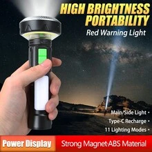 1pc 11-Mode Multi-Core Flashlight, Strong Magnetic Adsorption, With Battery Level Display, Type-C Charging LED/COB Work Light, Suitable For Outdoor Camping And Car Repair - Flashlight - View 9