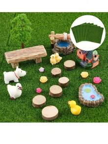 1/2/5pcs Mini Artificial Grass Lawn | Rectangular, Multi-Purpose Mini Garden Decor, Plastic Fairy Garden Carpet, Suitable For Dollhouse Decoration And Micro Landscape Arrangement, Bonsai Habitat And Outdoor Garden Decoration, Special Artificial Grass, Easy To Install, Can Be Used As Landscape Background - Multicolor - View 4