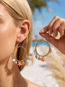 1 Pair Summer Versatile Casual Ocean Style Bohemian Minimalist Vintage Starfish & Shell Earrings - Multicolor - View 3