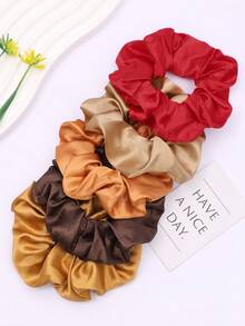 6pcs Solid Color Faux Silk Satin Hair Scrunchies, Soft Silky Elastic Hair Ties, Versatile Daily Hair Accessories, Elegant And Minimalist; Suitable For Daily, Casual, Party, Commute, Vacation And More Occasions, Also Applicable For Updo, Ponytail, Face Washing, Makeup And Daily Styling - Multicolor - View 5