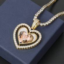 Personalized Heart Photo Necklace, Customized Rotating Glass Pendant, Ice Crystal Heart Photo Jewelry, Unisex Pendant, Birthday Anniversary Gift, Romantic Gift - Multicolor - View 7