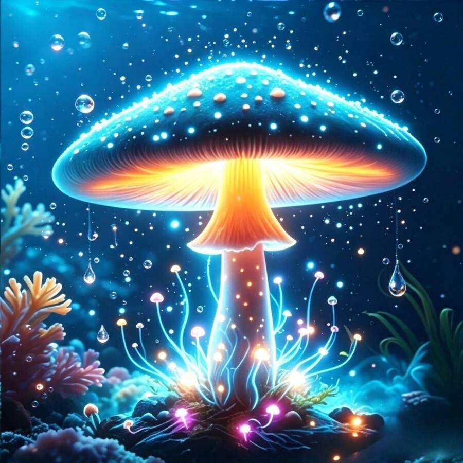 USB Powered Colorful Deep Sea Mushroom Projection Light, 8 Interchangeable Mushroom Slides, 360° Free Rotation, Bedside Night Light With Ceiling Decoration, Creates Immersive Underwater Sleep Scene - 多色 - 查看 1