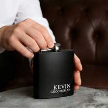 MerexSync 1pc Personalized Custom Portable Flask, Christmas Portable Flask, Custom Portable Flask, Father's Gift, Father's Day Essential, Boyfriend Gift, Custom Father's Gift, Birthday Gift, Boyfriend Birthday Gift, Custom Leather Portable Flask - Black - View 11