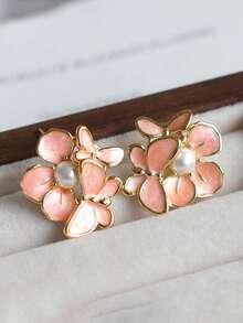 1 Pair Elegant Butterfly Stud Earrings, Designed For Women, Suitable For Wedding, Engagement, Anniversary Party, Valentine's Day Gift - 1# - View 11