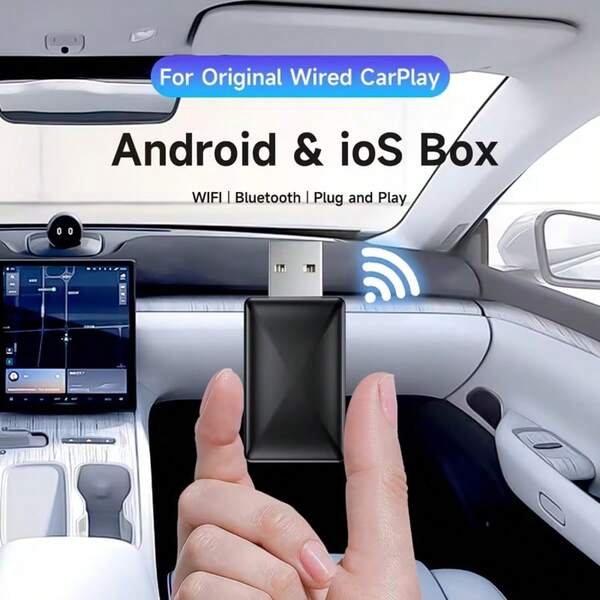 2-In-1 Wireless CarPlay & Android Auto AI Box, Compatible With 99% Original Car Models – Wired To Wireless Conversion (2.4~5.0 GHz WiFi5), Stylish & Portable, Compatible With IPhone IOS 10+ / Android 11+ Devices