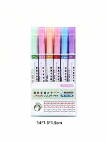 12/6/3/1pc Fluorescent Highlighter, Notebook Curve Pen, Ballpoint Flower Pen, Double-Ended Printing Outline Pen, Creative Wave Ball Pen, Back To School, Halloween Gift - Multiple Styles - View 4