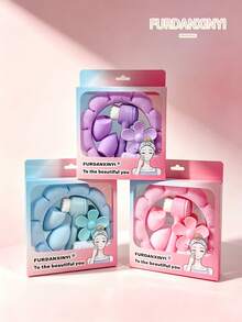 FURDANXINYI 7Pcs/Set All-In-One Skincare & Makeup Set, Includes SPA Headband, Wristbands, Facial Cleansing Brush, Makeup Sponge And Flower Hair Clips, Cute Colorful Makeup Accessories Gift Set, Suitable For Women And Girls - Multicolor - View 5