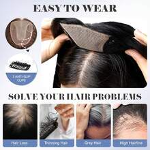Real Human Hair Topper For Women 12 Inch, 5x5.5 Inch Swiss Base, Medium Brown With Blonde Human Hair Topper For Thinning Hair & Covering Grey Roots - S1/60 - View 8