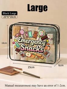 「Emergency Snack」字母印花 PVC 化妝包，拉鍊密封 PVC 旅行收納袋，輕量耐褪色化妝盥洗包，適合女性與女孩，TSA 認證便攜化妝收納盒，易擦拭清潔，適合母親、老師、朋友、護理師等，女性好友禮品袋，學校、度假、旅行必備防水盥洗包 - 彩色 - 查看 13