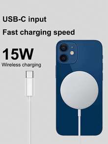15W 磁吸無線充電盤，兼容 MagSafe 17 16 15 14 13 12 Pro Max Mini，快速無線充電底座 Mag Charger - 白色 - 查看 7