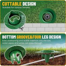 Cuttable Ring Sprinkler Head Protector - ABS Lawn Irrigation Anti-Collision Guard, Protects Against Lawn Mower/Trimmer Damage, Bottom Groove For Water Pipe/Wire Pass-Through, 4-Leg Easy Installation, Universal Fit - Nozzle Protector - View 3