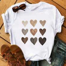 Camiseta estampada a la moda, linda camiseta negra, camiseta gráfica interesante para mujer con diseño de chica africana de cabello rizado negro. - Blanco - Ver 6