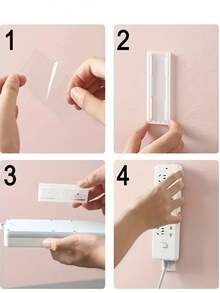 1/3pcs Self-Adhesive Cable Management Clips, No-Drill Desktop Socket Holder, Slide-In Power Strip Mount, White Plastic Adhesive Cable Organizer Brackets, Cable Holder, Practical Hooks - A - View 8
