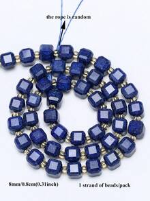 1 Strand 6/8/10MM Natural Faceted Stone Square Lapis Lazuli Loose Spacer Beads For Jewelry DIY Making Bracelet Accessories - Multicolor - View 10