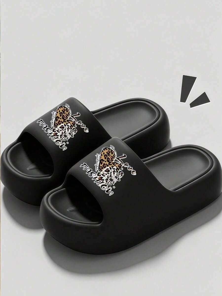 Spring/Summer Minimalist Versatile Thick Sole Sandals, Comfortable Sole For Long Wear Without Fatigue, Easy To Clean, Suitable For Indoor And Outdoor Use, Unisex Couple Style, Perfect For Birthday And Housewarming Gifts - Black - View 1
